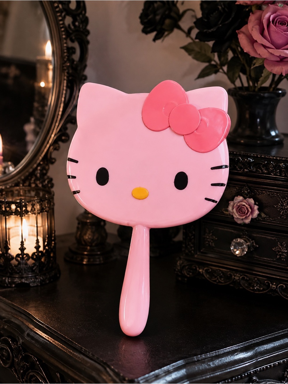 Hello Kitty pink Bow Handheld Vanity Mirror NWT